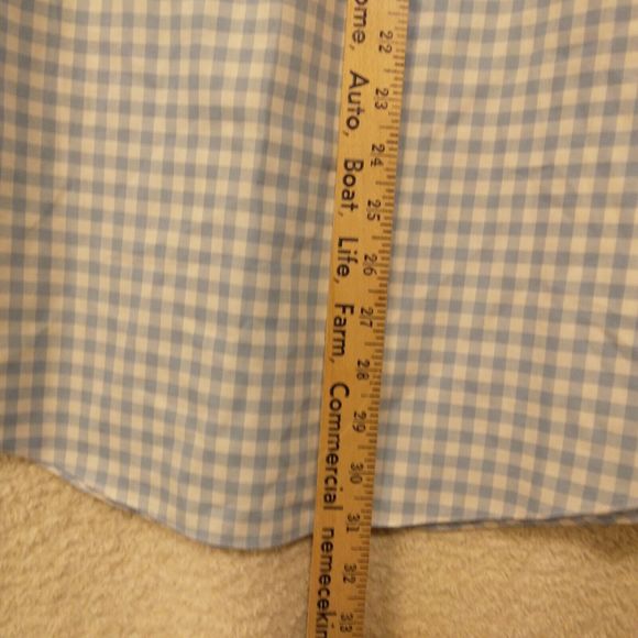 Brooks Brothers 346 dress shirt mens 16 2/3 blue white check slim fit button - Picture 7 of 8